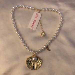 Betsey Johnson Cruise Control Faux Pearl Seashell & Seahorse Pendant Necklace